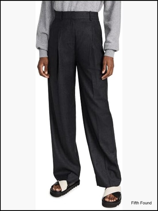 Pants - Wide-Leg High-Waisted Wool Pleat Trousers